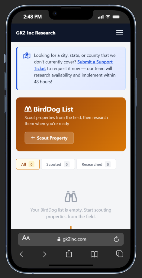 Mobile BirdDog list on phone